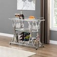 Cart with Wine Rack & Glass Holders Mobile Serving Cart 3 Tier Serving