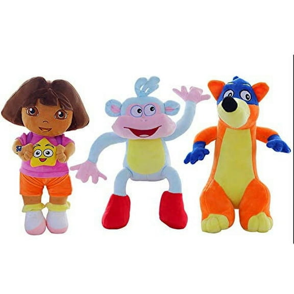 CartUp | The Fluffy Love Adventure of Dora, Boots and Swiper Stuffed Plush Toys--3 PCS/Set---9.8 INCHES