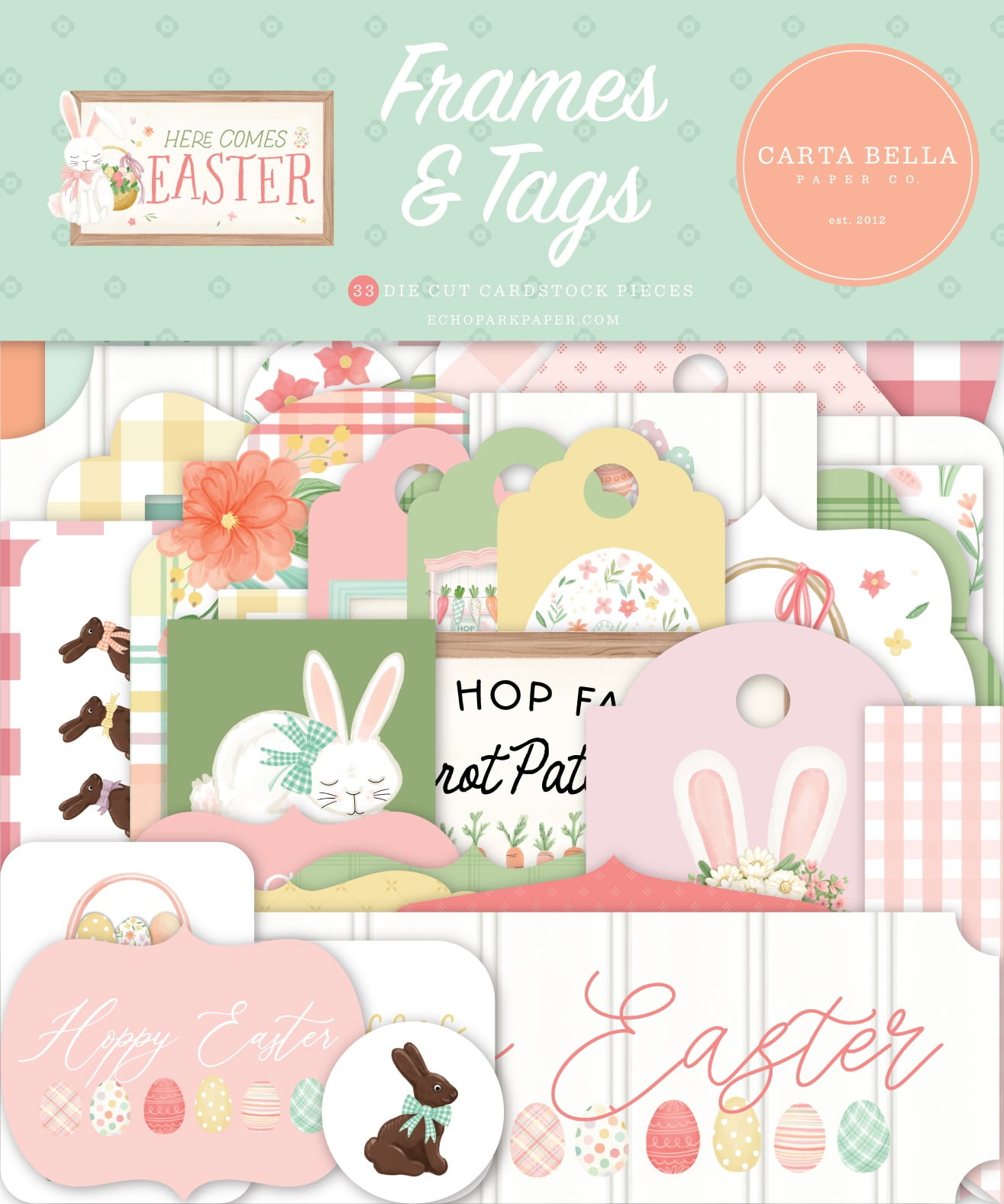 Carta Bella Cardstock Ephemera 33/Pkg-Frames & Tags, Here Comes Easter