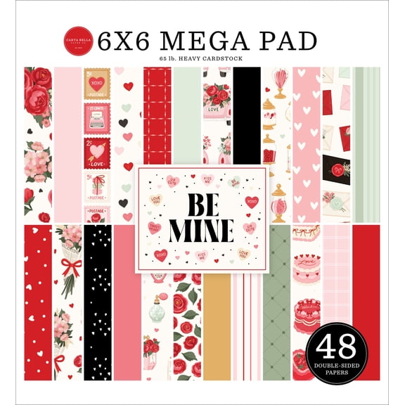 Carta Bella Double-Sided Cardmakers Mega Paper Pad 6"X6"-Be Mine