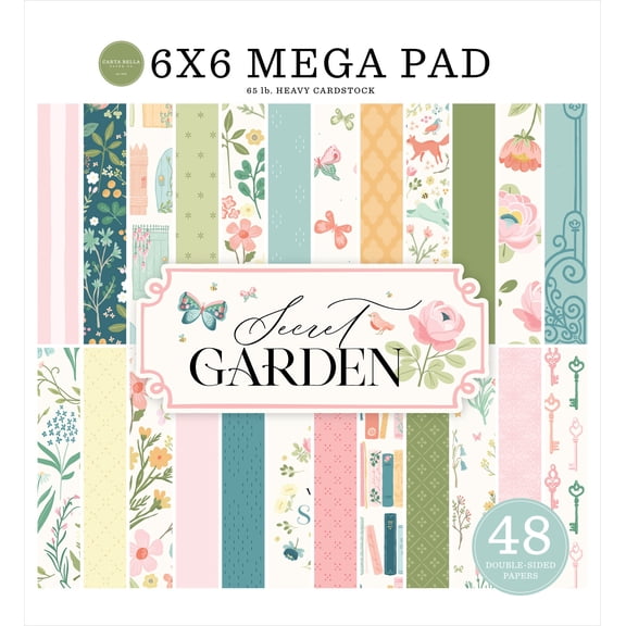 Carta Bella Double-Sided Cardmakers Mega Paper Pad 6"X6"-Secret Garden