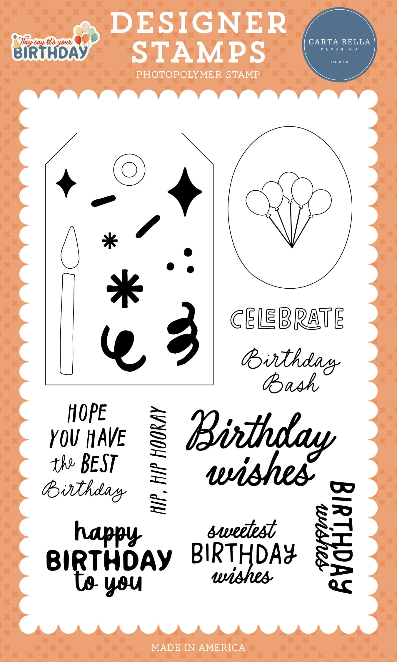 Carta Bella They Say It's Your Birthday Stamp Set-Build A Gift Tag ...