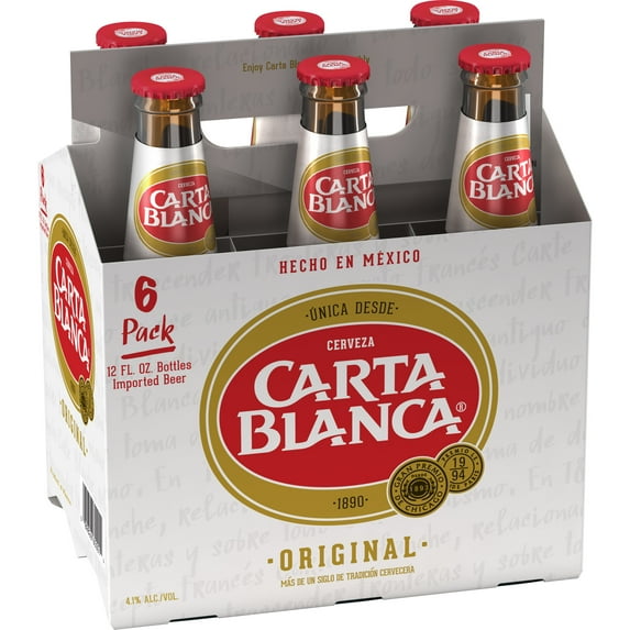 Carta Blanca Mexican Lager Beer, 6 Pack, 12 fl oz Bottles