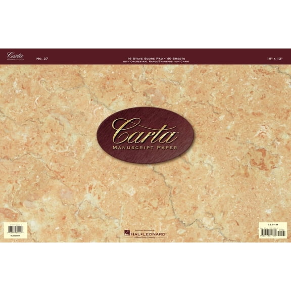 Carta Manuscript Paper Carta Manuscript Paper No. 27 Professional Score Pad 16-Stave Music Notation Book with 40 Sheets Ideal for Composers, Ar, Book 27, (Paperback)