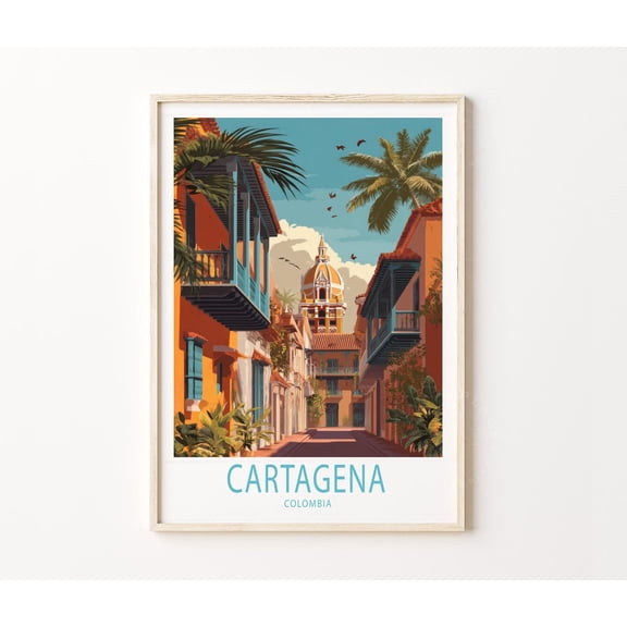 Cartagena Colombia Old Town Street Home Decor Unframed Paper Print