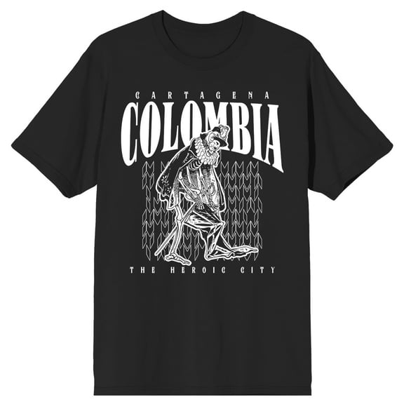 Cartagena Colombia The Heroic City on Black Short Sleeve Adult T-Shirt-3XL
