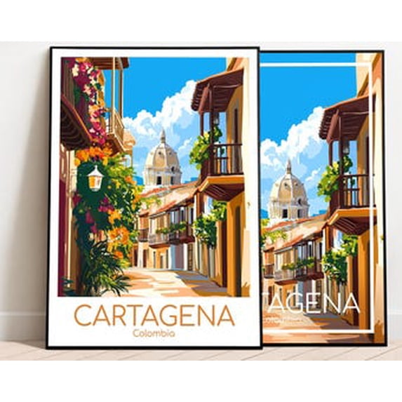 Cartagena Colombia Wall Art Print, Vintage Caribbean Coastal City ...