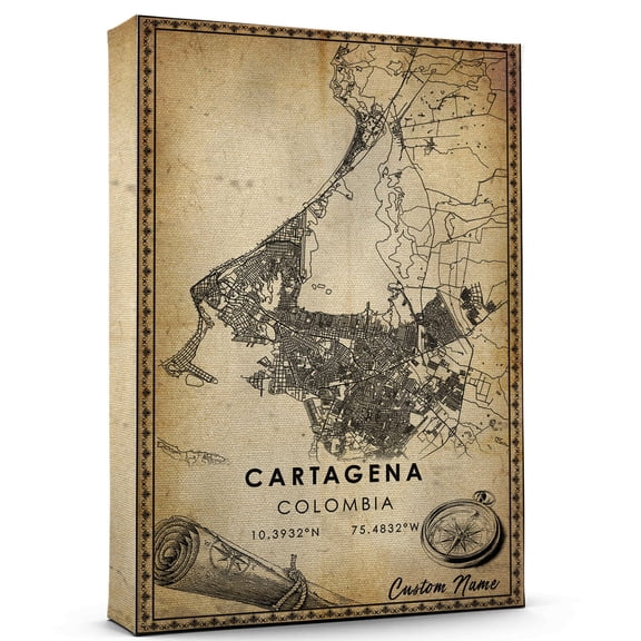 Cartagena Map Poster, Colombia Map Art Poster, Canvas, Cartagena Map City vintage Poster, Street Map Artwork Poster, Cartagena Map Canvas - 89AZ523