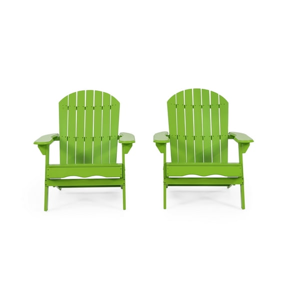 Cartagena Outdoor Rustic Acacia Wood Folding Adirondack Chair, Set of 2, Light Green