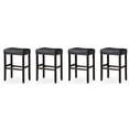 thumbnail image 1 of Carte: A La Carte Home Harper Bar Stool in Rustic Black Wood Finish w/ Black Vegan Leather, Set of 4, 1 of 6