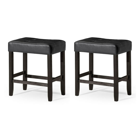 Carte: A La Carte Home Harper Counter Stool, Rustic Black Wood Finish, Set of 2