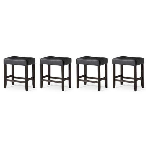 Carte: A La Carte Home Harper Counter Stool, Rustic Black Wood Finish, Set of 4