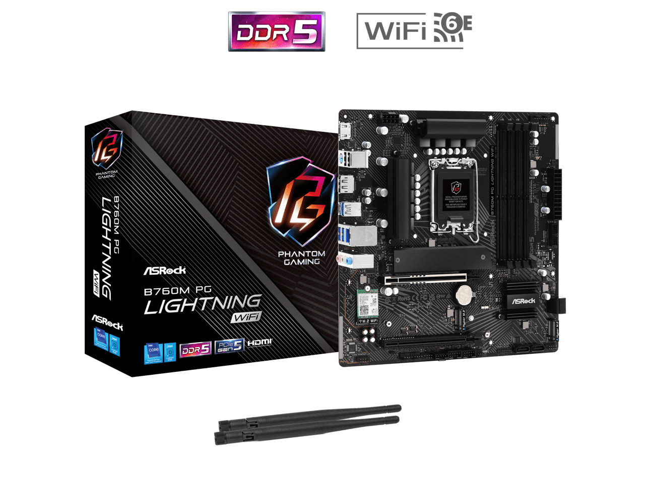 ASRock B760M PG Lightning WiFi LGA 1700 Intel B760 Micro ATX Motherboard