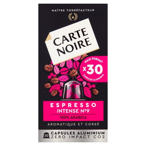 Carte Noire Intense Aluminium Nespresso Compatible Capsules, 30 pods per pack, British Import (Pack of 3)
