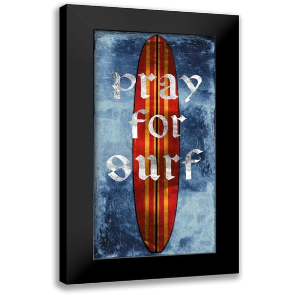 Carter, Charlie 9x14 Black Modern Framed Museum Art Print Titled - Pray For Surf-Surf Board