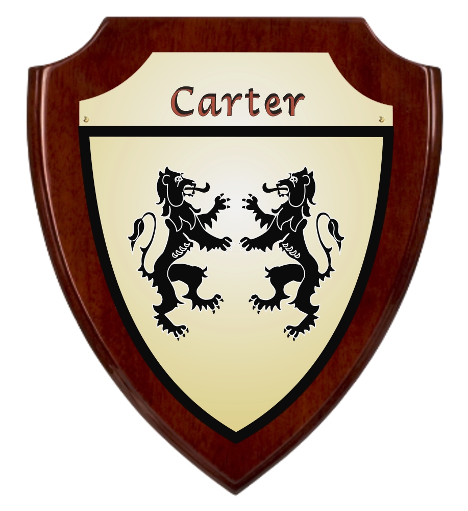 Carter Irish Coat of Arms Shield Plaque - Rosewood Finish