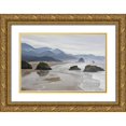 thumbnail image 1 of Carter, Jean 32x23 Gold Ornate Wood Framed with Double Matting Museum Art Print Titled - Oregon, Cannon Beach Fog rises over coastline, 1 of 4