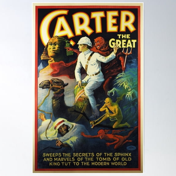 Carter The Great American Stage Magician Vintage Theater Poster Poster Wall Art, Modern Wall Decor For Living Room Bedroom, 24x36 UNFRAMED