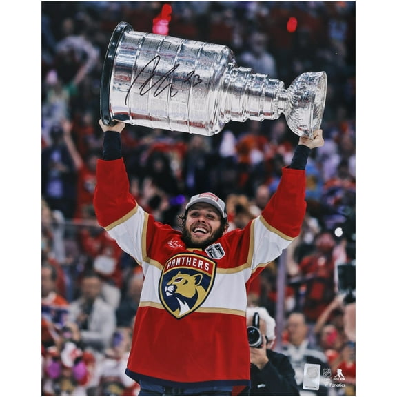 Carter Verhaeghe Florida Panthers Autographed 2024 Stanley Cup Champions 16" x 20" Raising Cup Photograph - Fanatics Authentic Certified