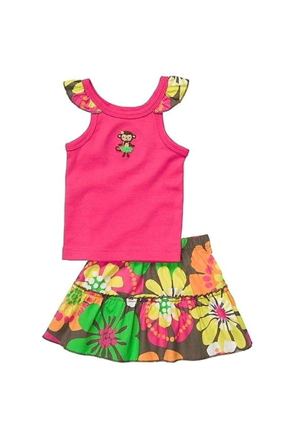 2pc. Sleeveless Pink Tank Top and Floral Skort Set (6 Months)