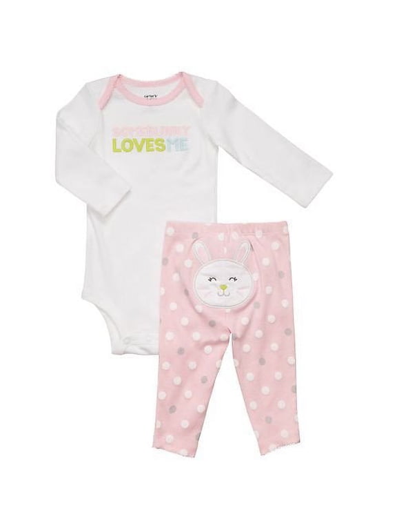 2pc Turn Me Around Pant Set - Somebunny Loves Me & Dots-NB
