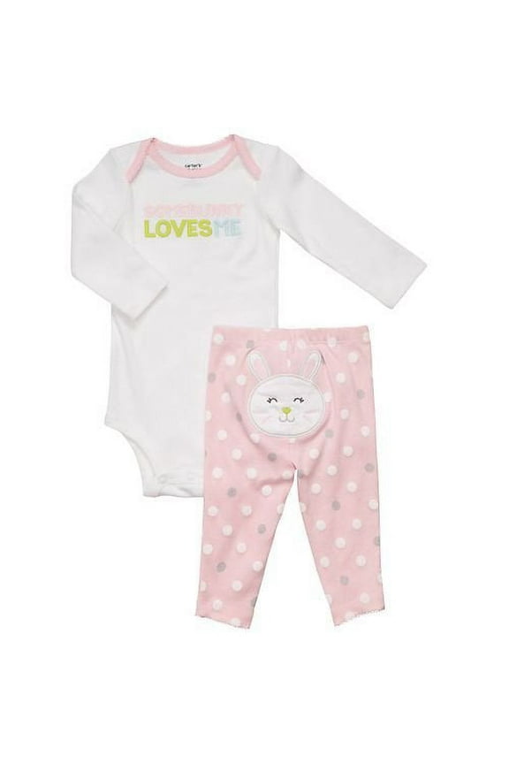 2pc Turn Me Around Pant Set - Somebunny Loves Me & Dots-NB