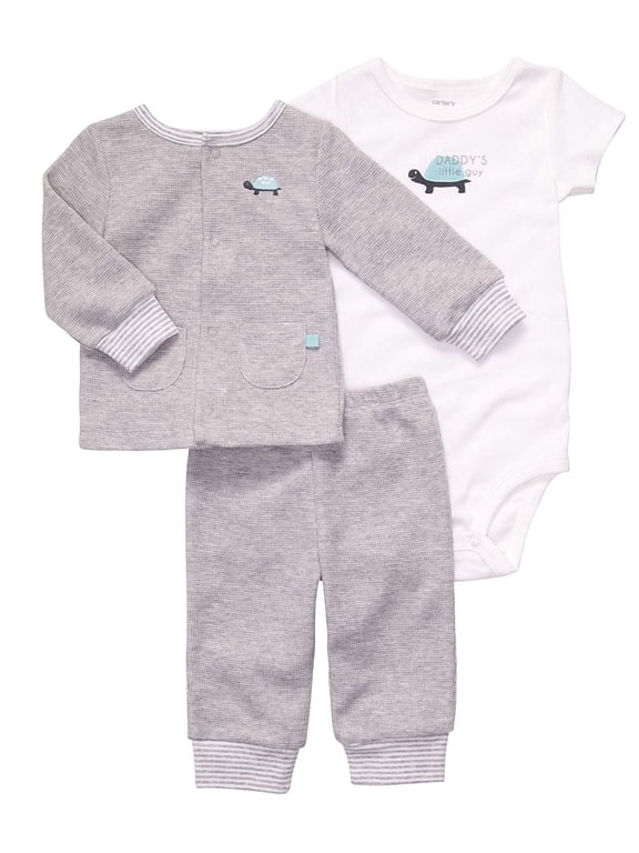 3 Pc Cardigan Set - Grey Heather- Newborn