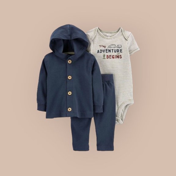 Carter's 3-Pc Infant Kidswear Set, Crew Neck, Long Sleeve, Short-9M