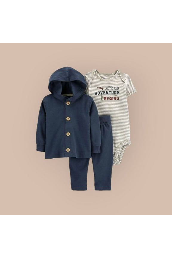 3-Pc Infant Kidswear Set, Crew Neck, Long Sleeve, Short-9M