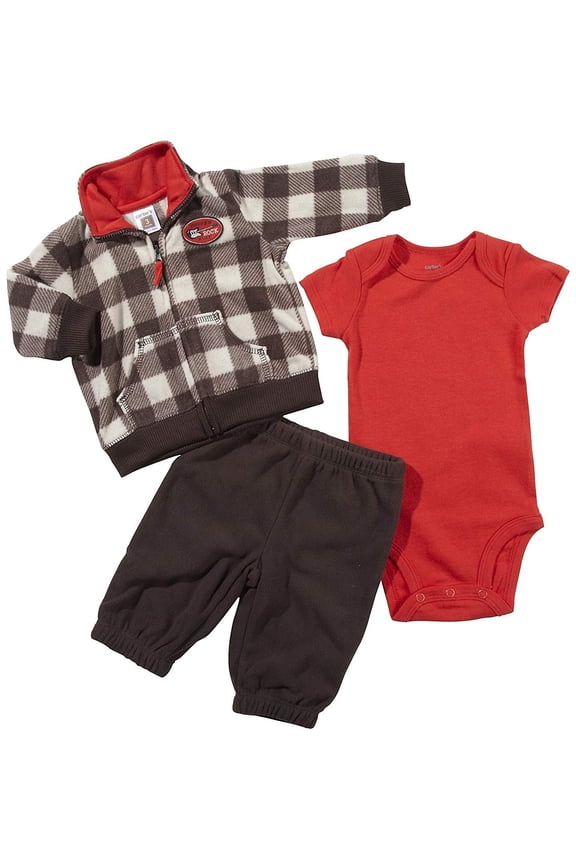3-Piece Quick & Cute Combo - Checkered Brown with Badge-Brown-NB