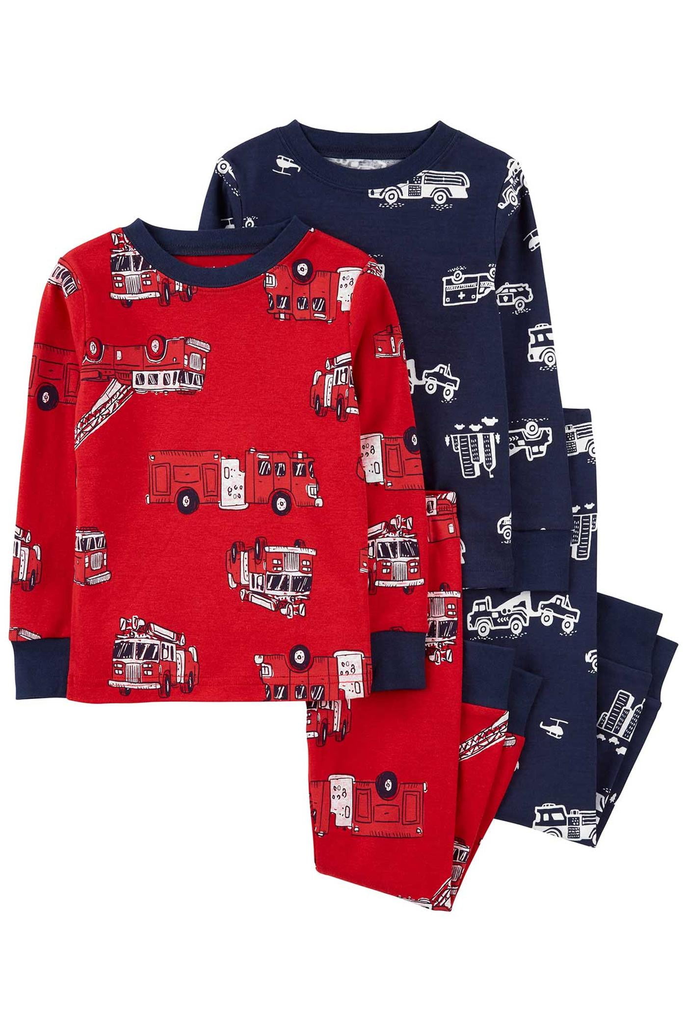 Carter s 4 Piece Firetruck 100 Snug Fit Cotton PJs Size 24 months Walmart
