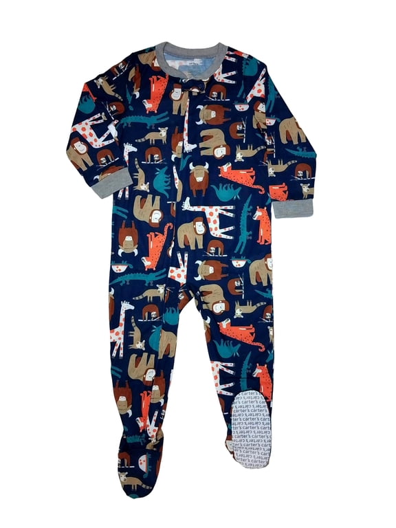 ' Animals Navy Blue Polyester Jersey Footed Pajama Sleeper, Size 3T