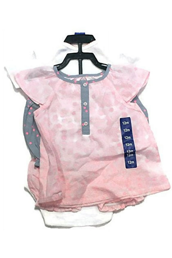 CartersBaby Girls Pink White and Gray Diaper Cover Set 4 Piece 24M