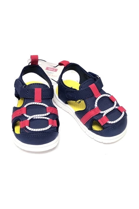 Carter's Baby Boy Secure Fit Closed Toe Sandals, Medium Navy Blue/Red, 4