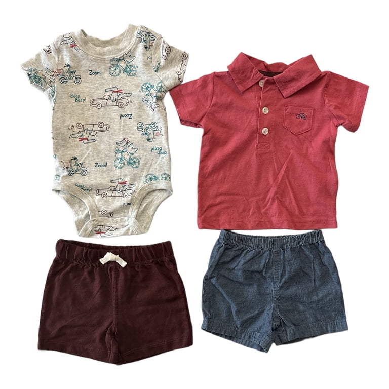 Carter's Baby Boy's 4 Piece Short Sleeve Shirts & Shorts Outfit