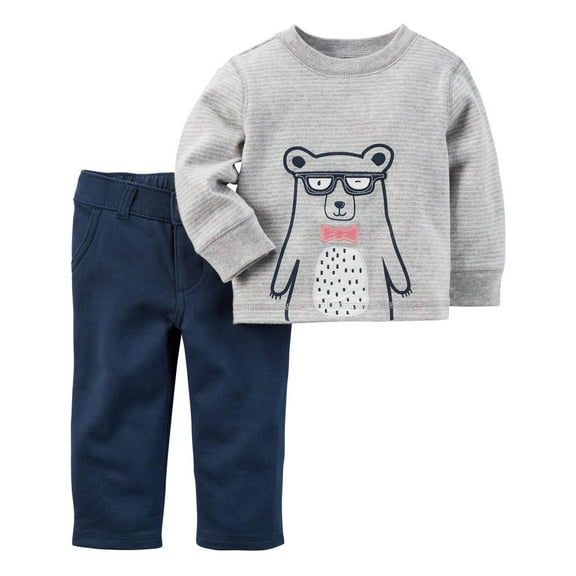 Carter's Baby Boys' 2-Piece Bear Jersey Top & French Terry Pant Set, Newborn