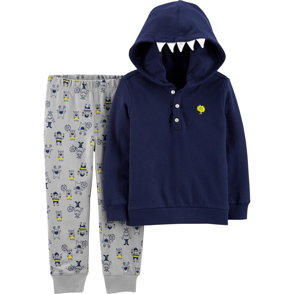 Carter s Baby Boys 2 Piece Monster Hoodie and Jogger Set Navy Size