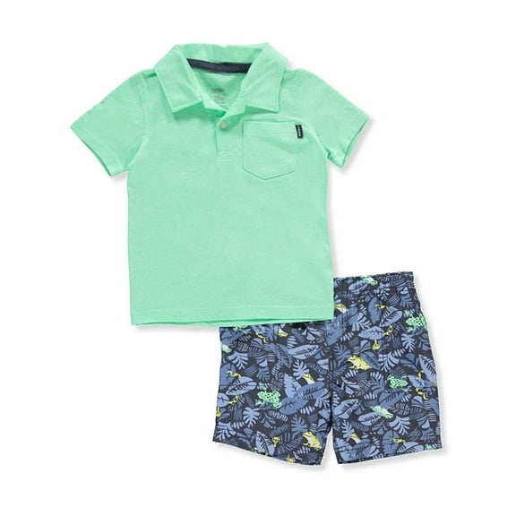 Carter's Baby Boys' 2 Piece Neon Jersey Polo & Canvas Shorts Set 12 Months