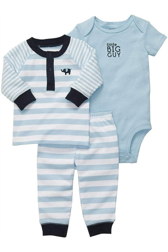 Baby Boys' 3 Pc Set - Blue Stripe Elephant - Newborn