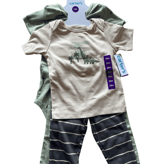 Carter's 4-Piece Dinosaur Layette Set with Bodysuit, T-Shirt, and Pants, 24M