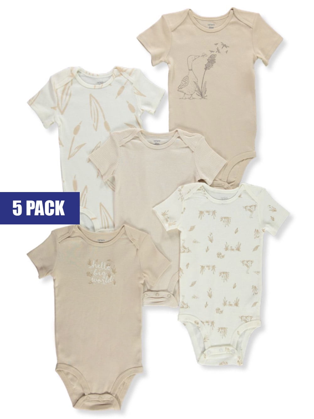 Carter's Baby Boys' 5Pack Bodysuits khaki, 9 months (Newborn