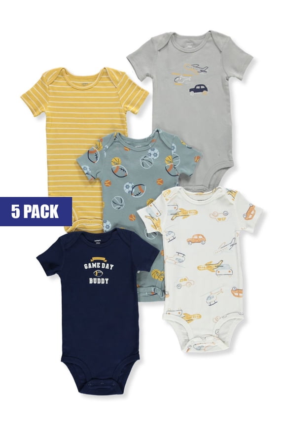 Baby Boys' 5-Pack Game On Bodysuits Color: gray multi Size: 9 months