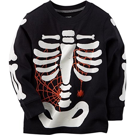 Carter's Baby Boys' Long-Sleeve Halloween Tee (6 Months, Black Skeleton)