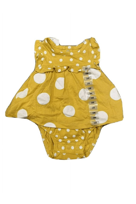 Baby Girl Yellow Poka Dot One Piece 9 Months