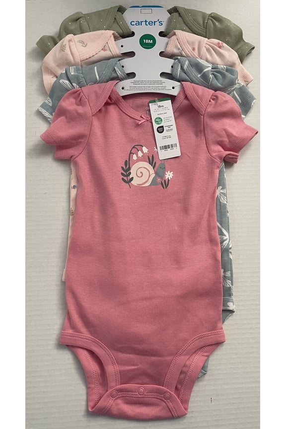 Baby Girl's 4-Pack Dragon Fly Print Cotton Bodysuit, 18M