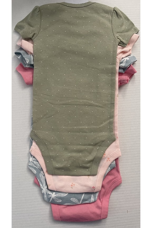 Baby Girl's 4-Pack Dragon Fly Print Multipack Short-Sleeve Cotton Bodysuit 24M