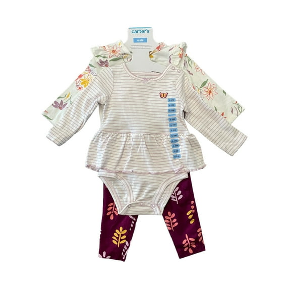 Carter's Baby Girl's 4 Piece Long Sleeve Body Suits & Leggings Set