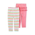 thumbnail image 1 of Carter's Baby Girls' 2-Pack Pants Set- Pink Rainbow Stripe, 3 Months, 1 of 1