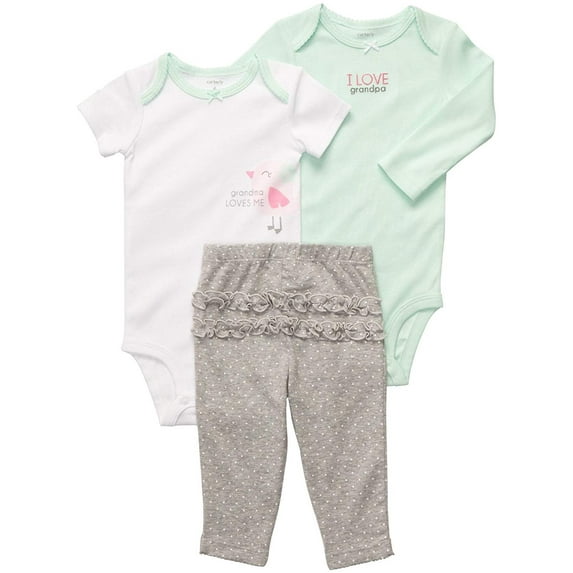 Carter's Baby Girls' 3 Pc Turn Me Around Set - Heather Ruffle Dot - 24 Months