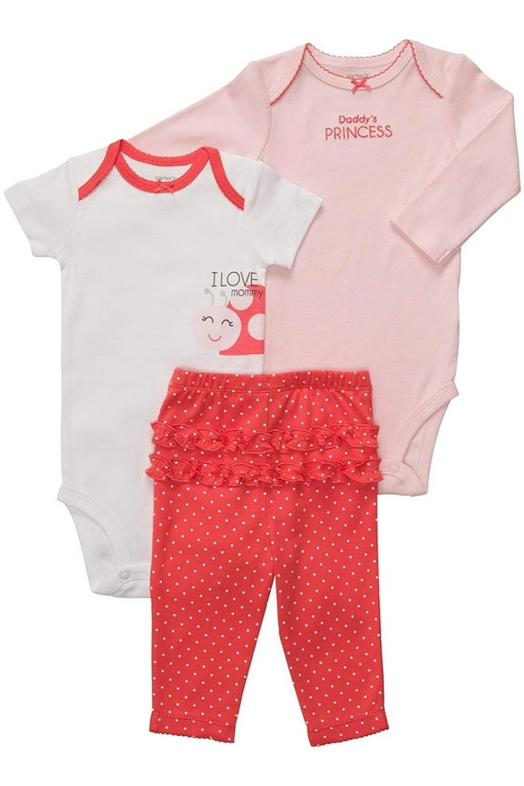Baby Girls' 3 Pc Turn Me Around Set - Poppy Ruffle Dot - Newborn